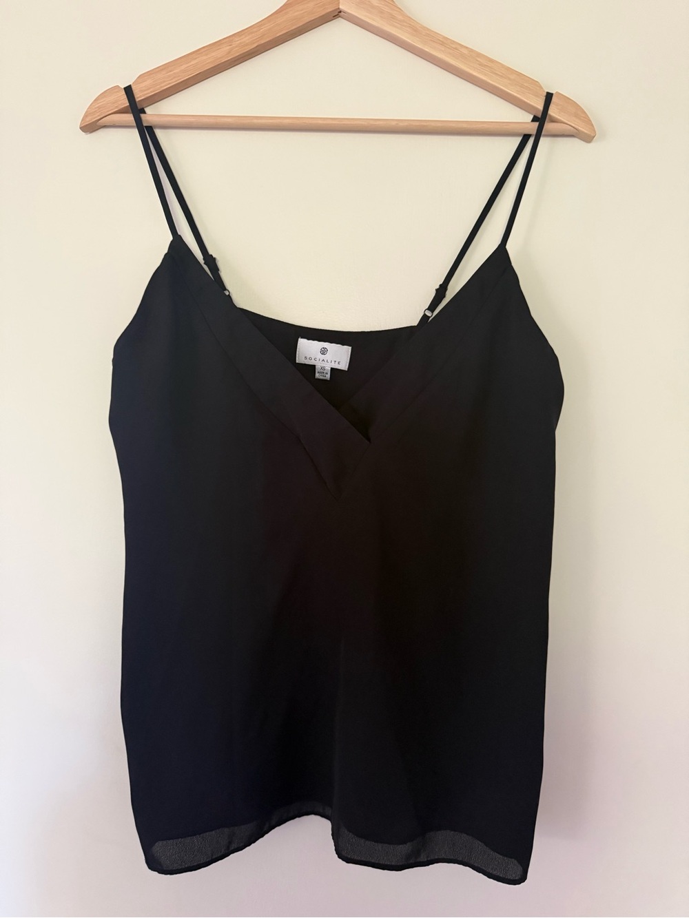 Socialite Black V-Neck Spaghetti Strap Cami